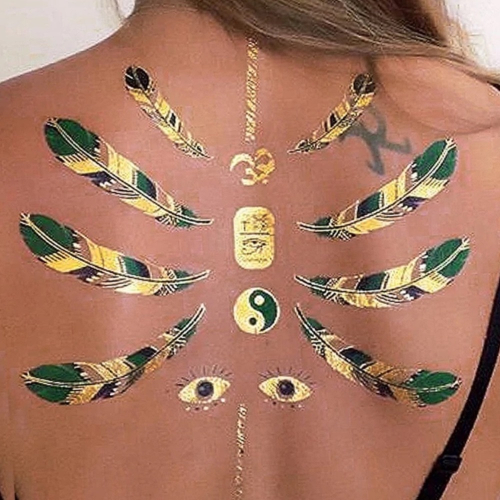 4 Sheets Boho Festival Temporary Metallic Flash Tattoos - Picture 6 of 16